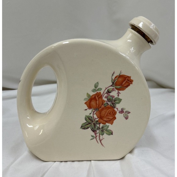 Universal Cambridge Pottery Pitcher Jug Canteen in American Beauty Roses Pattern - Picture 1 of 14